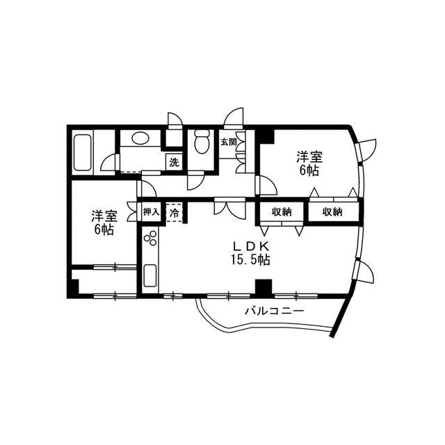 シティコートS(2LDK/3階)の間取り写真