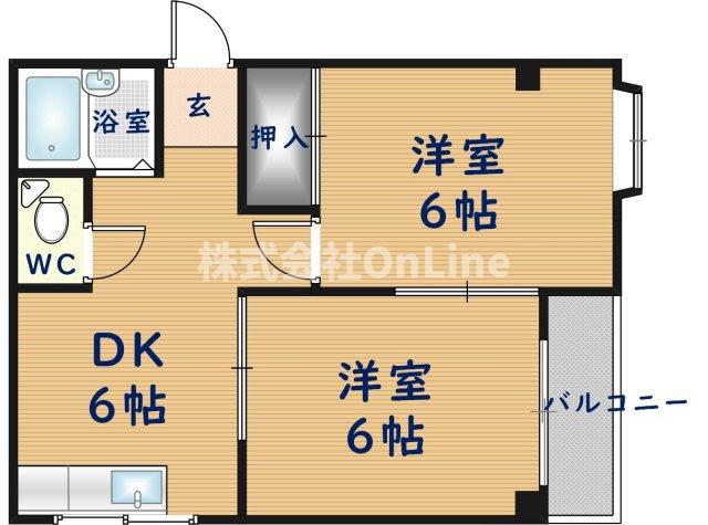 イーストレジデンス小路(2DK/4階)の間取り写真
