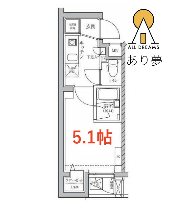 ベルシードステアー鶴見市場駅前(1K/4階)の間取り写真
