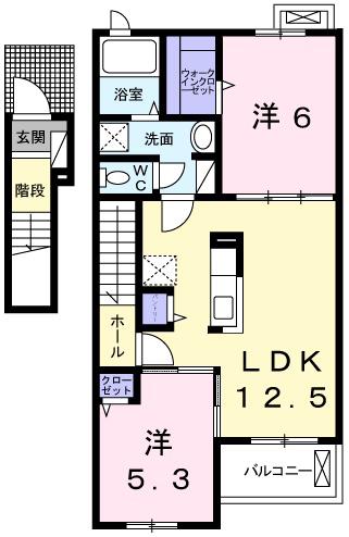 テイルウィンド(2LDK/2階)の間取り写真
