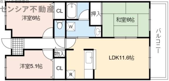グランドソーワ今福鶴見(3LDK/6階)の間取り写真