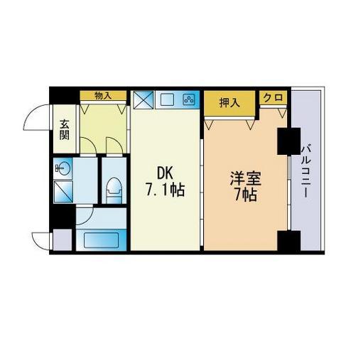 レジデンス西新セスト(1DK/3階)の間取り写真
