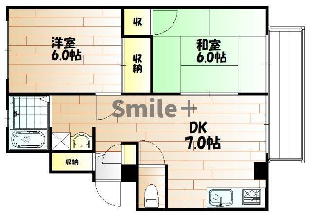 メゾンカルム青江(2DK/2階)の間取り写真