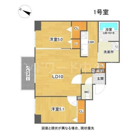 パルティーレ月寒(2LDK/8階)の間取り写真