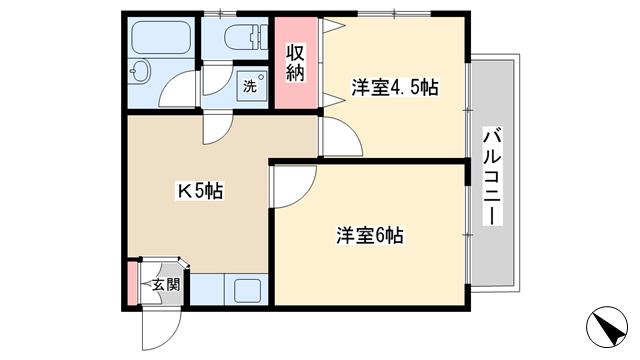 荏原グリーンハイツ(2K/2階)の間取り写真