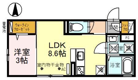 アンジェブラン(1LDK/1階)の間取り写真