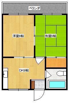 丸平マンション(2DK/4階)の間取り写真