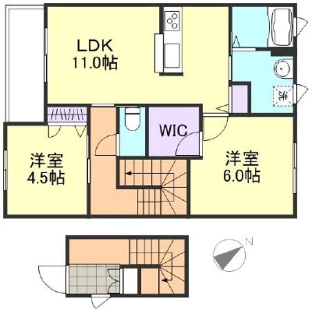 ヴィラーチェ福井(2LDK/2階)の間取り写真
