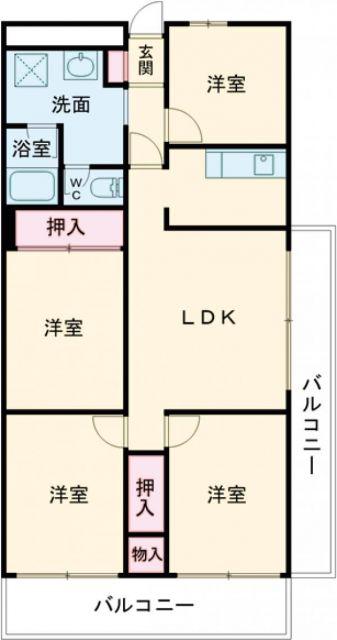 ハイマート屋島(4LDK/9階)の間取り写真
