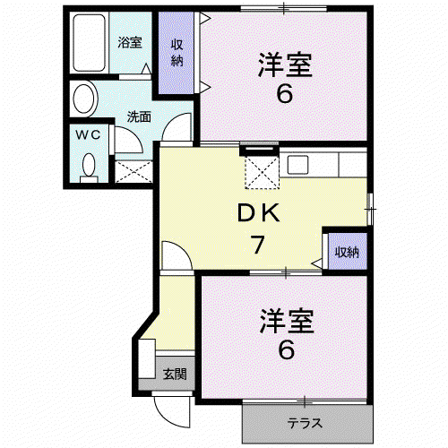 ハ-モニ-A(2DK/1階)の間取り写真