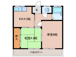 春日井コーポ(2DK/1階)の間取り写真