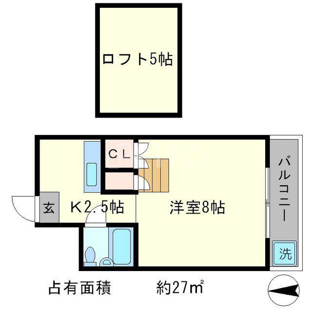 リバーサイド下鴨(1K/1階)の間取り写真