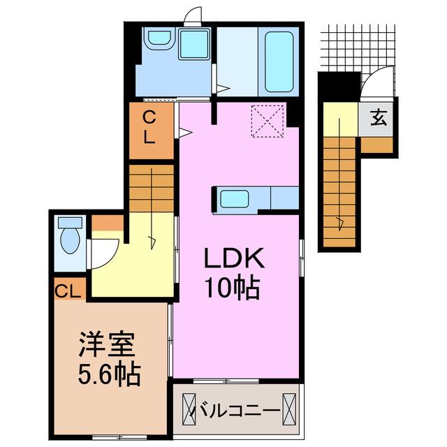 セレノ・K(1LDK/2階)の間取り写真