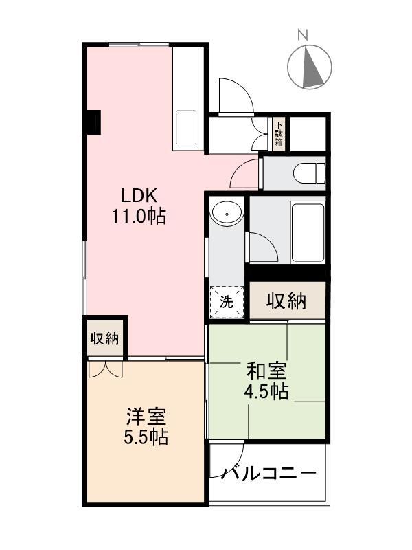 HAUS(2LDK/2階)の間取り写真