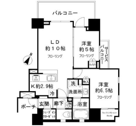 シティハウス曳舟 ハウスA(2LDK/5階)の間取り写真