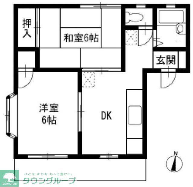 アメニティ南生田(2DK/1階)の間取り写真