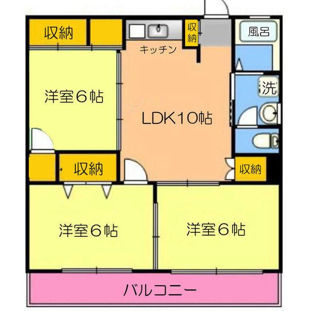 メイゾンワコー(3LDK/3階)の間取り写真