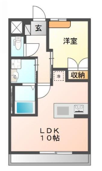 ＪＲ中央線 立川駅 バス乗車時間：20分 最寄りバス停で下車 徒歩5分 2階建 築15年(1LDK/2階)の間取り写真