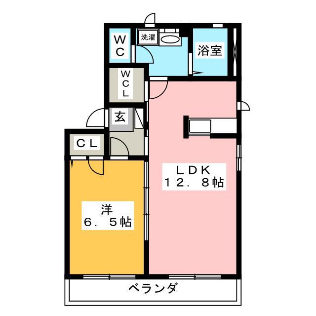 グランコート A棟(1LDK/2階)の間取り写真
