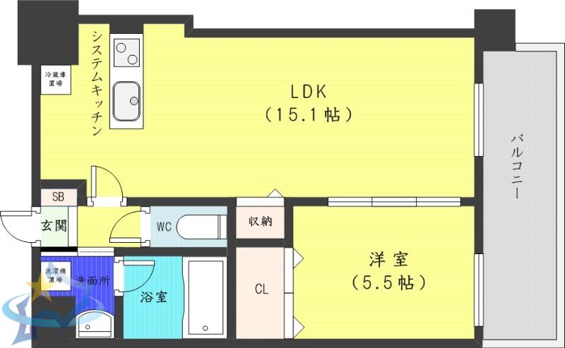 マストライフ南4条(1LDK/7階)の間取り写真