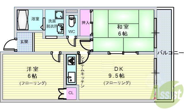 エトワール(2DK/2階)の間取り写真