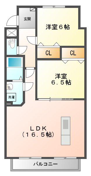 近鉄名古屋線 白子駅 徒歩20分 5階建 築16年(2LDK/1階)の間取り写真