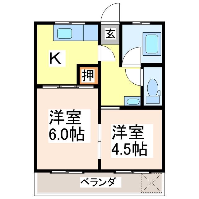 TIGA358(2DK/2階)の間取り写真