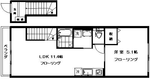 ヴィラヴァンベール(1LDK/2階)の間取り写真
