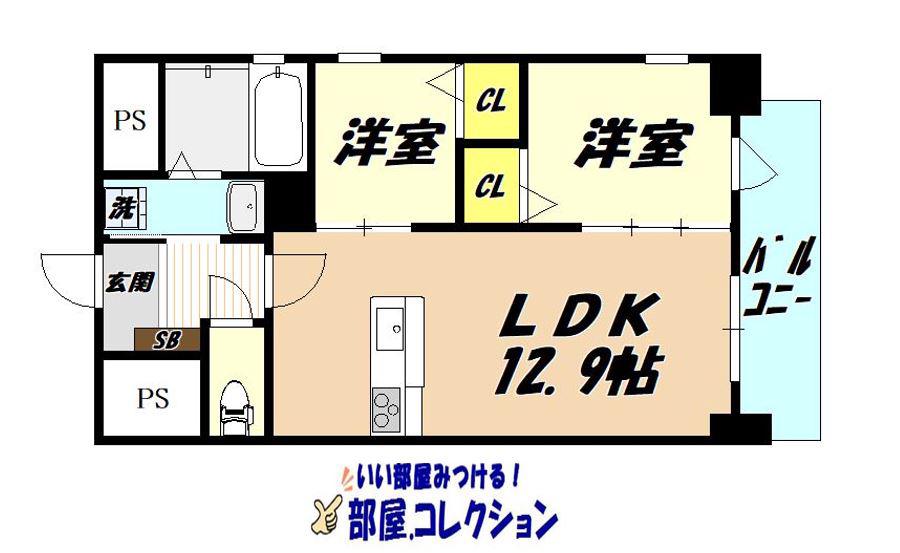 ＪＲ鹿児島本線 小倉駅(福岡) 徒歩7分 14階建 築7年(1SLDK/10階)の間取り写真
