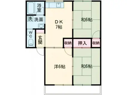 セジュール平川 C棟(3DK/1階)の間取り写真