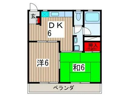 殿花コーポ(2DK/1階)の間取り写真