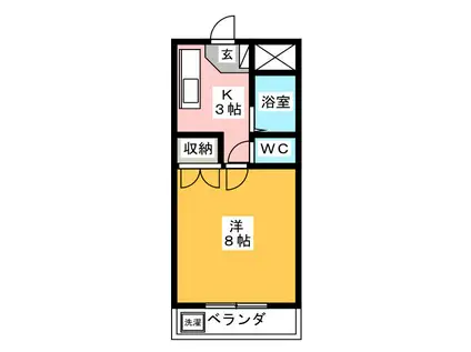 マンション白木(1K/2階)の間取り写真