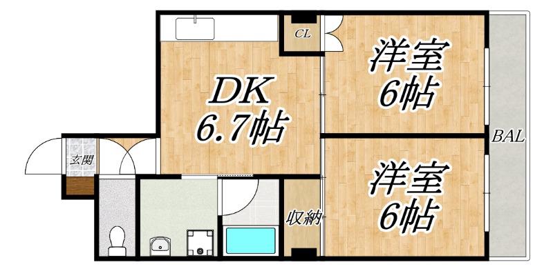 ミタカホーム8番館(2DK/5階)の間取り写真
