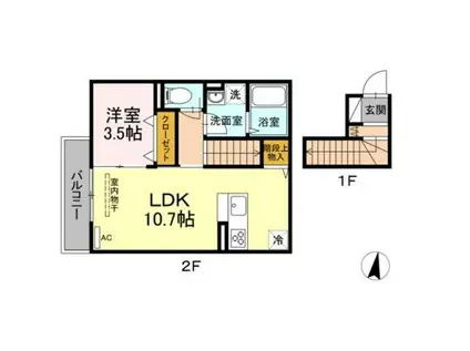 アンジュール高島平II(1LDK/2階)の間取り写真