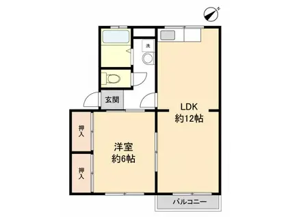ハイツカアムA棟(1LDK/1階)の間取り写真