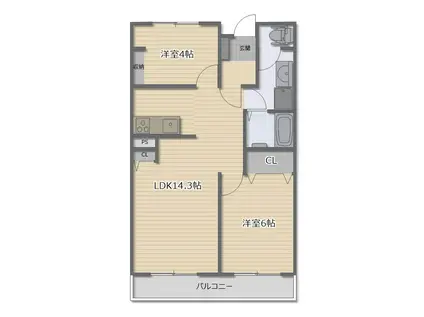 光マンション(2LDK/1階)の間取り写真