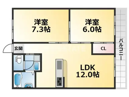 フローラ上沢(2LDK/2階)の間取り写真