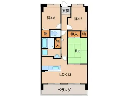 グランディール山十(3LDK/3階)の間取り写真