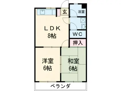 にしき今泉新町ハイツII(2LDK/1階)の間取り写真