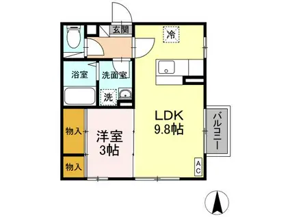 グランシャリオ A(1LDK/2階)の間取り写真