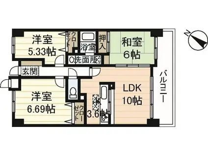 ハウスバーンフリート中山(3LDK/1階)の間取り写真