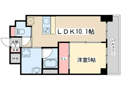 ノルデンタワー江坂プレミアム(1LDK/16階)の間取り写真
