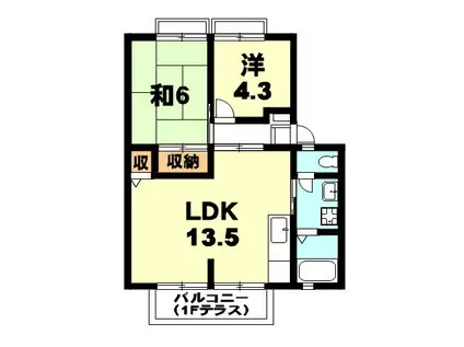 コーポ西渋川II(2LDK/1階)の間取り写真