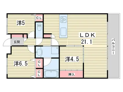 パデシオン御池西ノ京グラン(3LDK/3階)の間取り写真