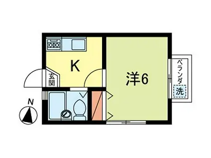 ペルローズ(1K/2階)の間取り写真