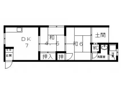 北井ハイツ(2DK/1階)の間取り写真