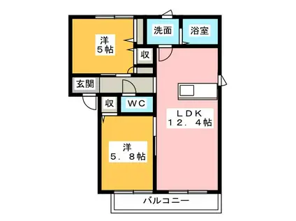 メゾン・ド・石蕗(2LDK/1階)の間取り写真