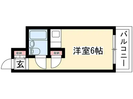サンハイツ喜多村(ワンルーム/2階)の間取り写真