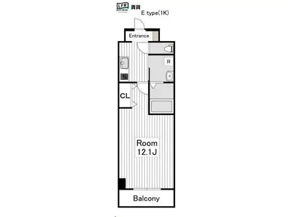 グランドホープ(1K/6階)の間取り写真