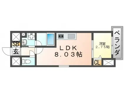 FORTUNEY江坂II(1LDK/3階)の間取り写真